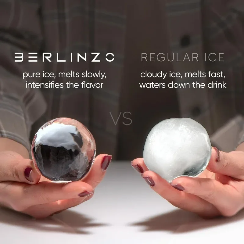 Berlinzo Premium Clear Ice Ball Maker - 2 Large 2.4