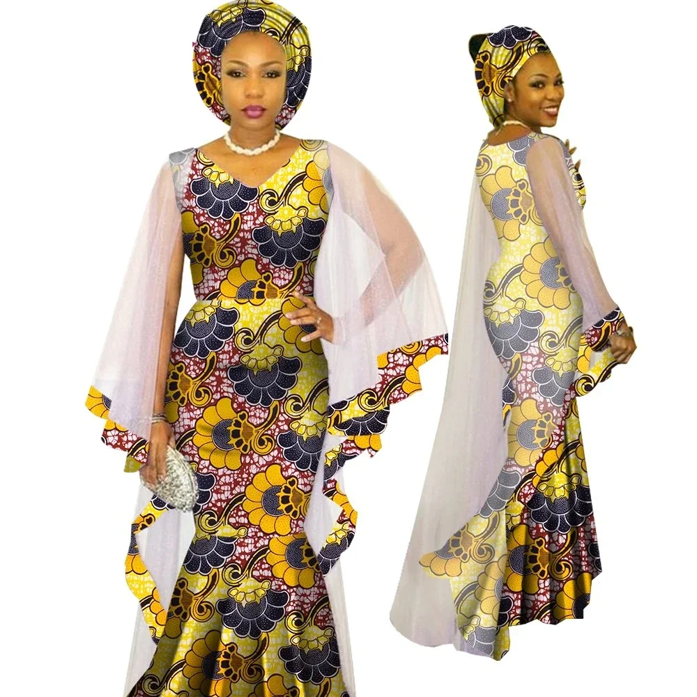 March Headwrap Ankara African Print Fashion Dresses Newest Traditional Ethnic Style Women Clothing WY4624