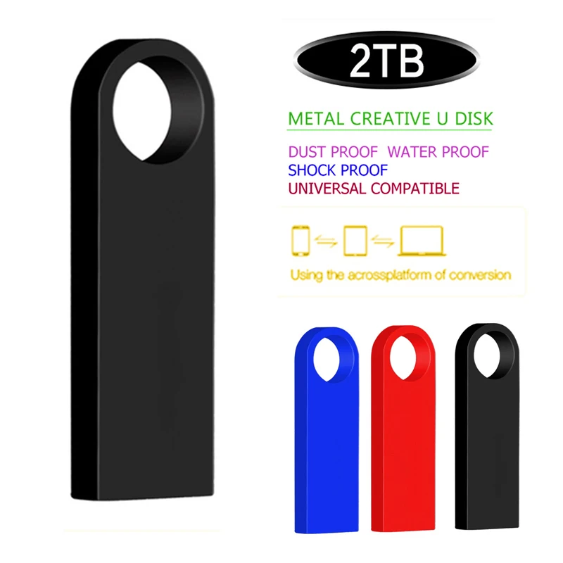 Nieuwe Usb Flash Drive 2Tb Pen Drive Pendrive Флешка 2Tb Metal U Schijf Memoria Cel Usb Stick Cadeau Voor Telefoon/Pc/Auto/Tv Gratis Logo