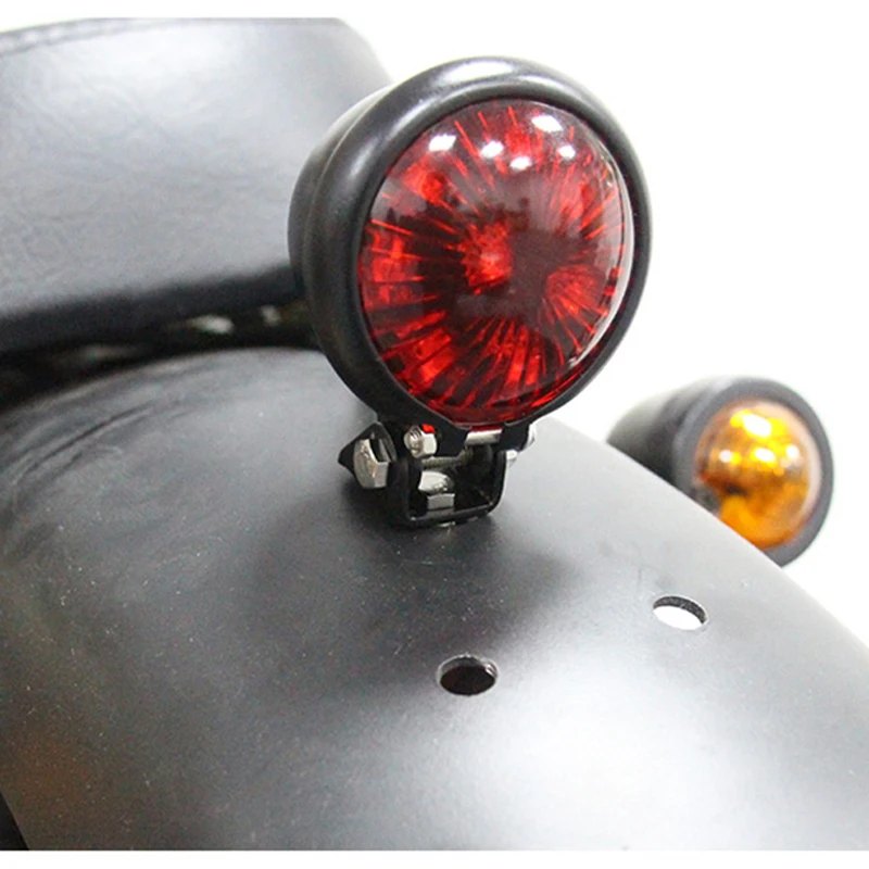 

Motorcycle Rear Light Decorative Lamp Universal for 125cc-800cc MotorBike Cafe Racer Modified Tail Brake Stop Light Black/Silver