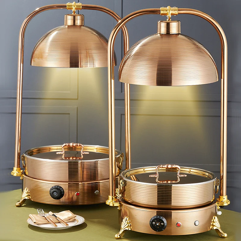 Airuisi 6L Rose Gold Electric Food Heater Luxury Self-Service Stainless Steel Stove Square Square Heating Lamp For Cooking Food