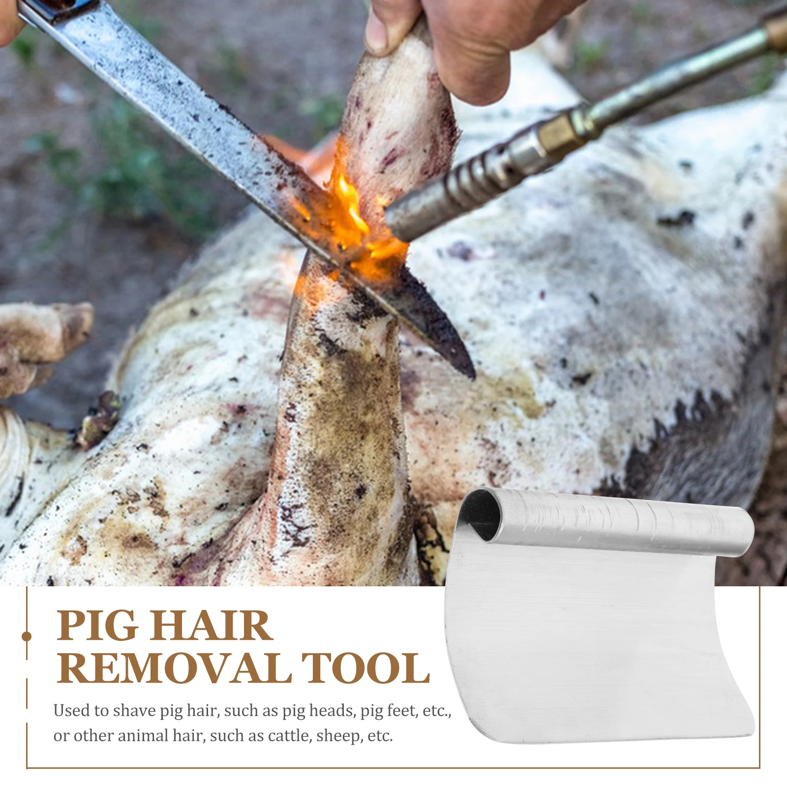 

2pcs Stainless Steel Pig Hair Remover Shaving Tool Butchering Scraper Silver Manganese Household Animal Hair Shaver