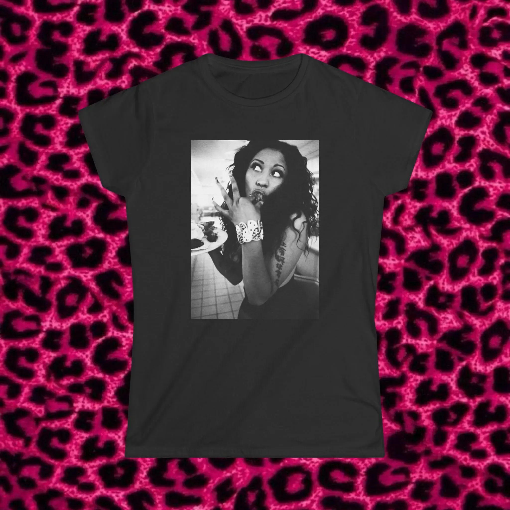 Nicki Minaj T-Shirt, hochwertig, 2008, Hip-Hop-Musik, Retro-Stil, 90er-Jahre, schwarz, weiß, Damen-Softstyle