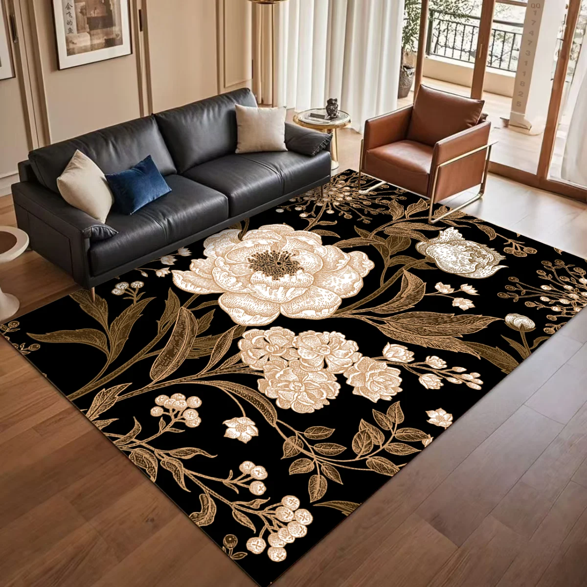 

Современный светлый роскошный декор для дома, ковер для гостиной, растительный узор, нескользящий коврик для декора комнаты, мягкий легко чистящийся коврик для входной двери