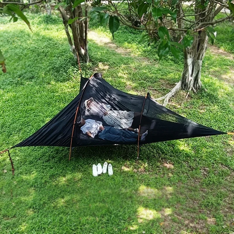 Outdoor triangular hammock camping children\'s rainproof off ground tent bed campsite double person suspended tree tent