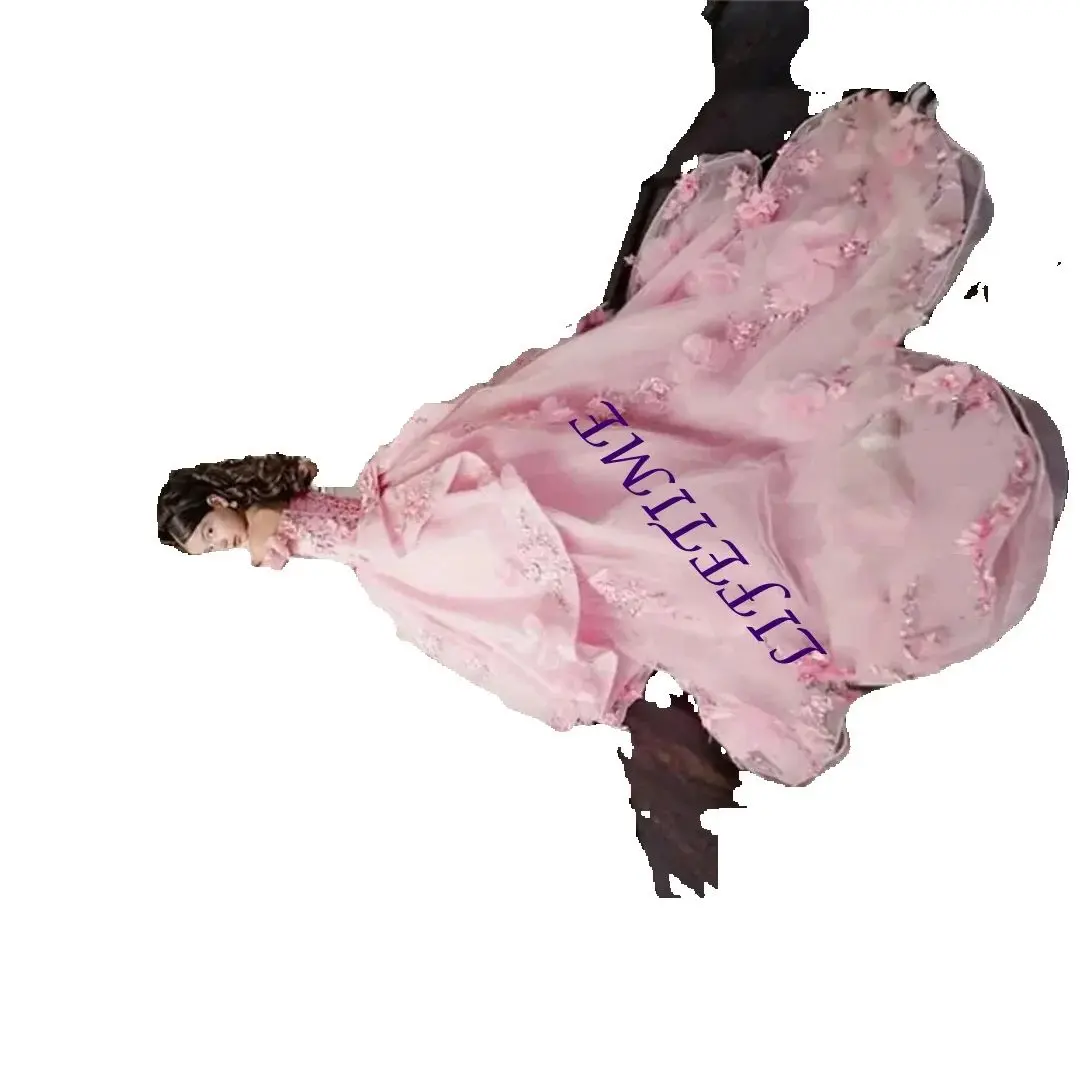 

Роскошные кружевные платья с цветочным узором для девочек на свадьбу, бальное платье с цветочным принтом и бисером, платья для дня рождения для маленьких девочек