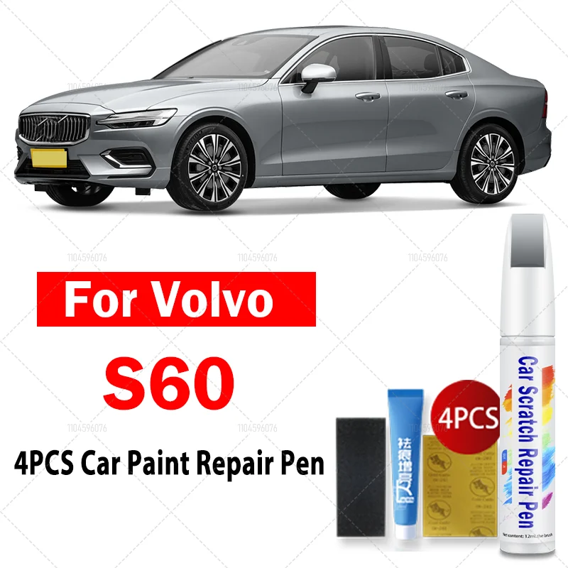 

For VOLVO S60 Touch Up Paint Pen (2019-2024) - Exact Color Match Scratch Repair Kit with Brush & Clear Coat & Black White Silver
