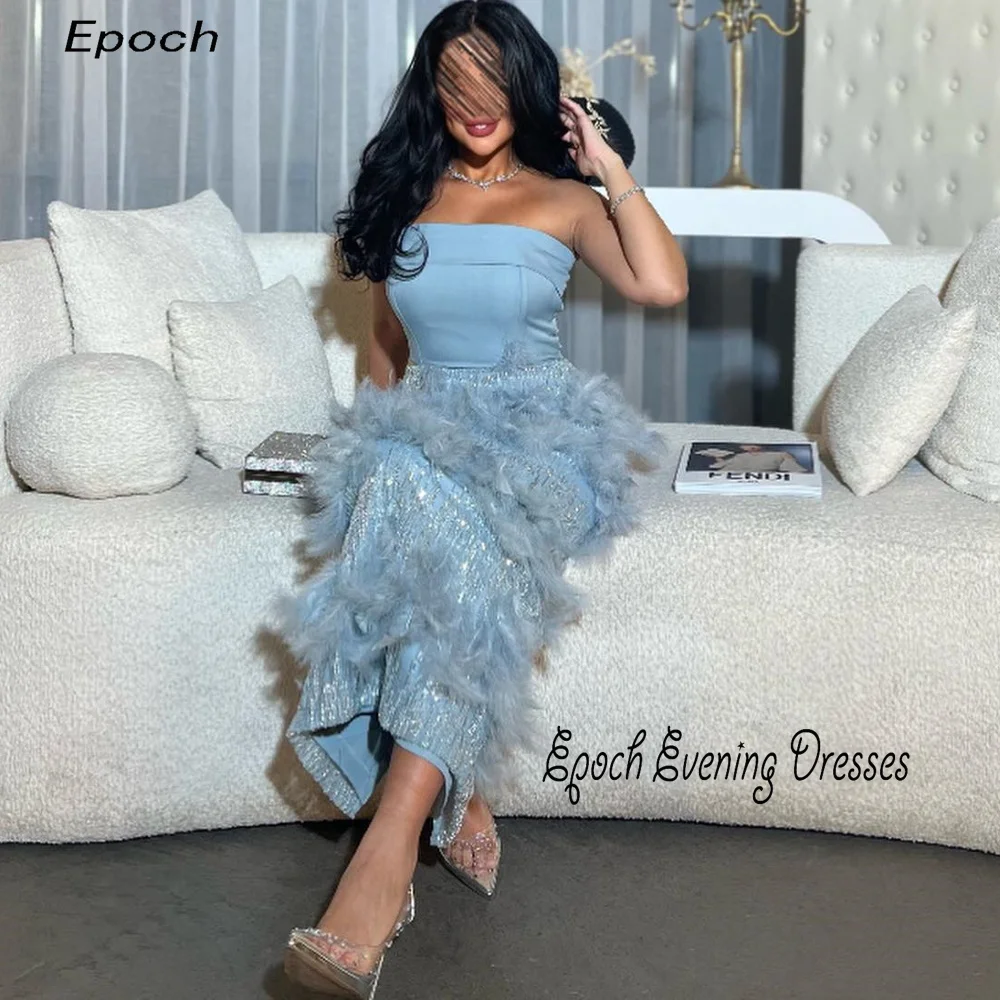 Epoch formelles Abendkleid فساتين مناسبة رسمية träger lose elegante Federn boden langes Ballkleid für sexy Frauen 2024