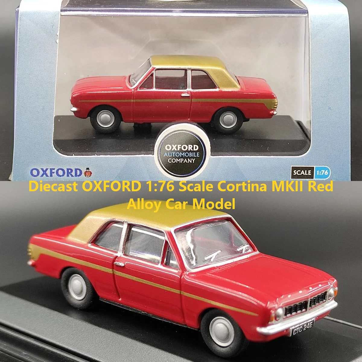 Diecast OXFORD 1:76 Scale Cortina MKII Red Alloy Car Model