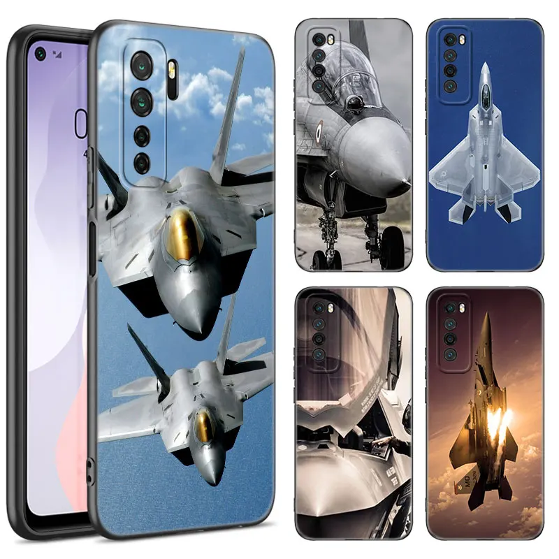 Air Force Fighter Black Silicone Phone Case For Huawei Nova 8 9 10 SE 11 Ultra 12 Pro 7i 8i 11i 11E Y70 Plus Y60 Y61 Y71 Y90 Y91