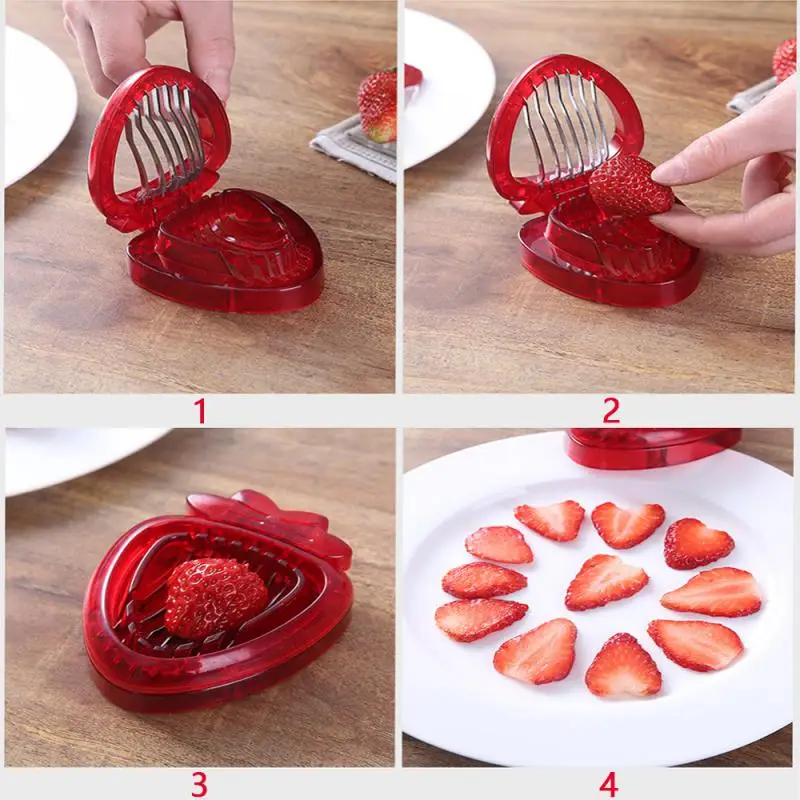 Strawberry Slicer Cutter Strawberry Corer Strawberry Huller Fruit Leaf Stem Remover Salad Cake Egg Tools Kitchen Accessories