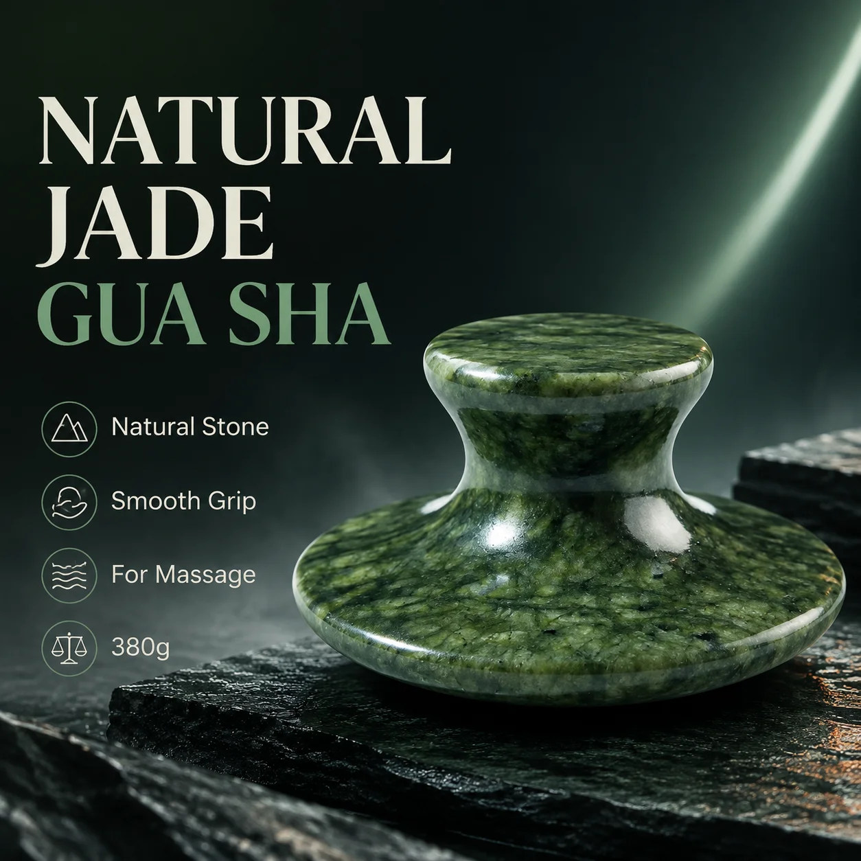 

Natural Xiuyan jade Large Mushroom Shaped Jade Massager Scraping Beauty Gouache Scraper Beauty Gua Sha Skincare Massage Tool