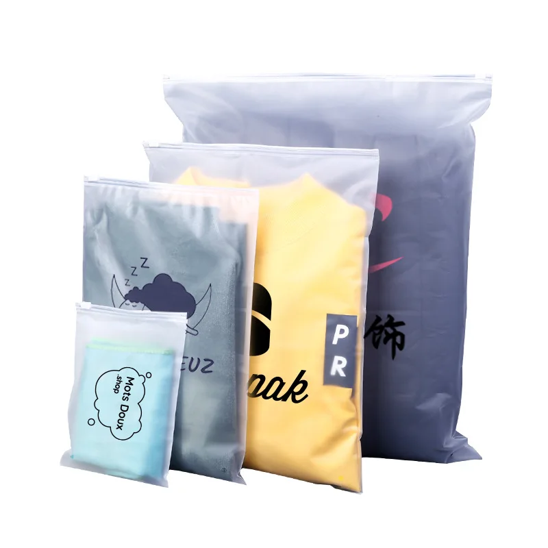 50PCSCustom Storage Frosted Zipper Bags Home Clothing Shirts Business Small Business Packaging Product Bags Print Your Own Logo