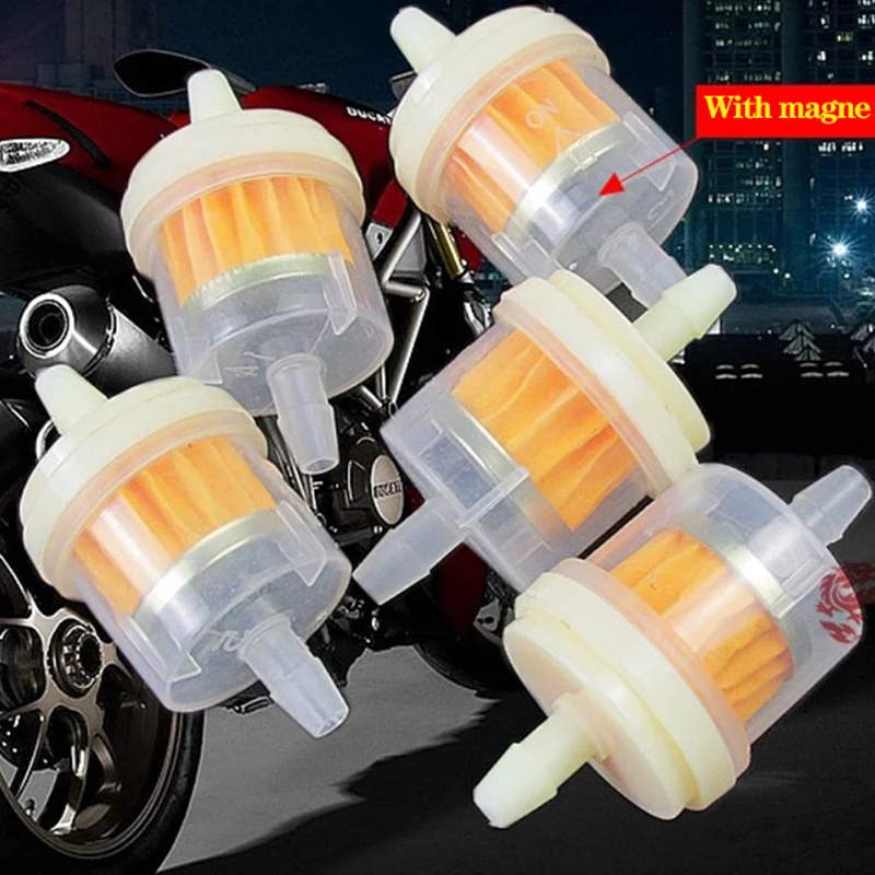 5pcs Car Dirt Pocket Bike Oil Filter Petrol Gas Gasoline Liquid Fuel Filter For Scooter Motorcycle Motorbike Motor