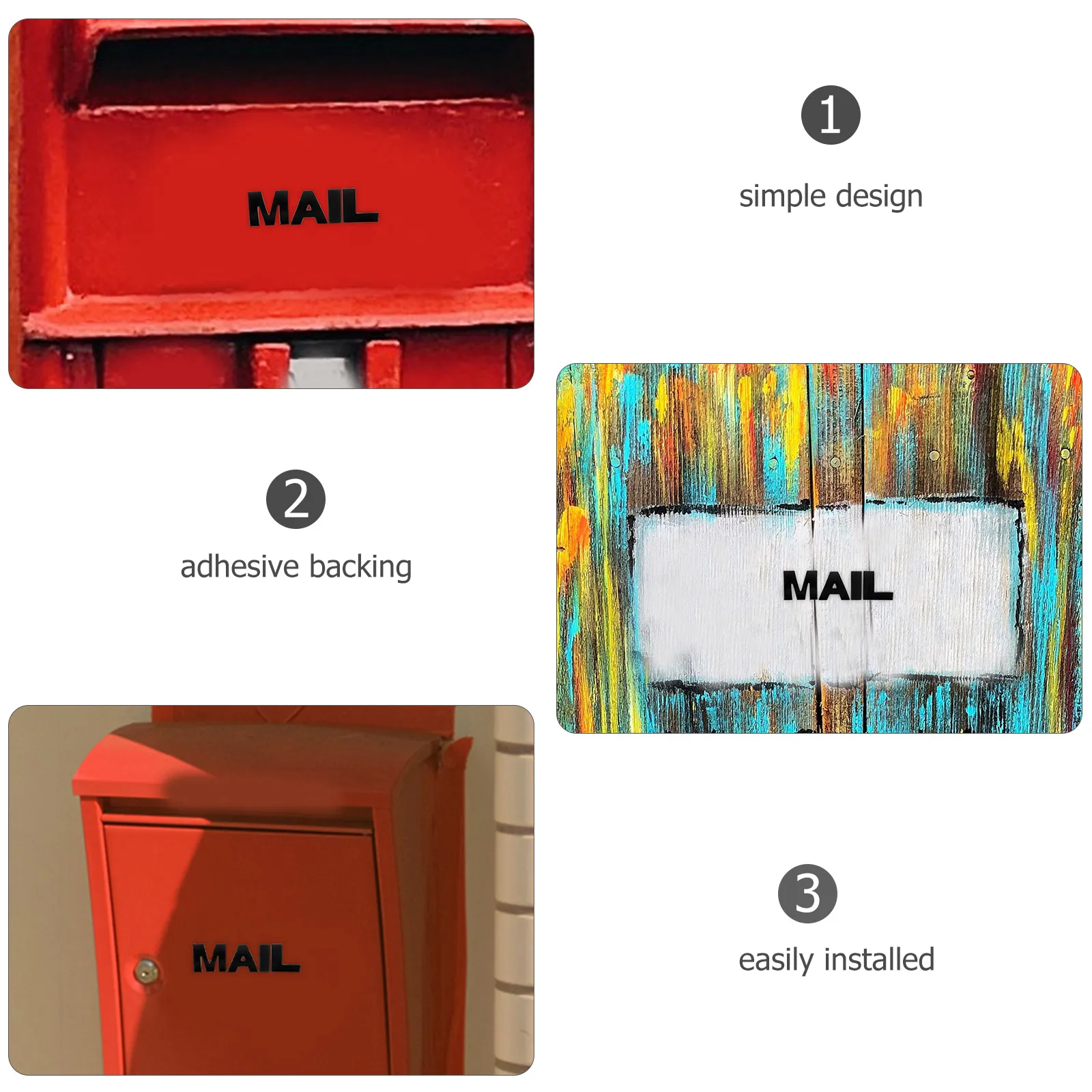 

4 Pcs Black Metal Mail Letters Durable Waterproof Adhesive Stickers for Mailbox File Cabinet Storage Box Labeling Mailbox Letter