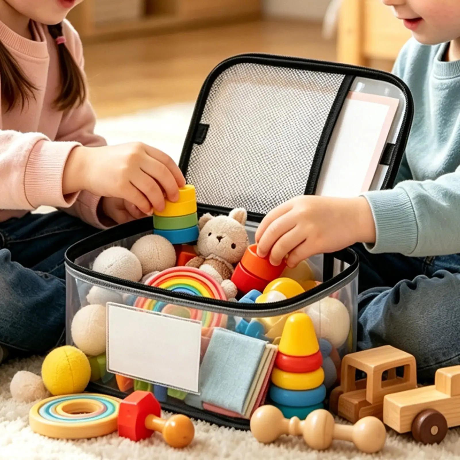 Toy Bags For Storage 6 Pieces Clear Puzzles Organizer Pouch With Label And Pocket Dustproof Toys Storage Bags For Nursery Home view 2