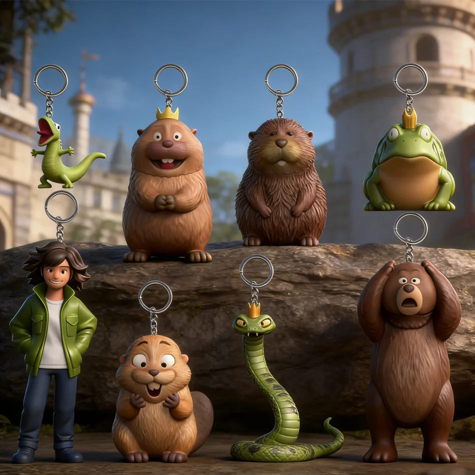 

2026 New Anime Animal Kingdom Beaver Transformation Plan Mabel Lizard George Model Pocket Keychain Toy Model