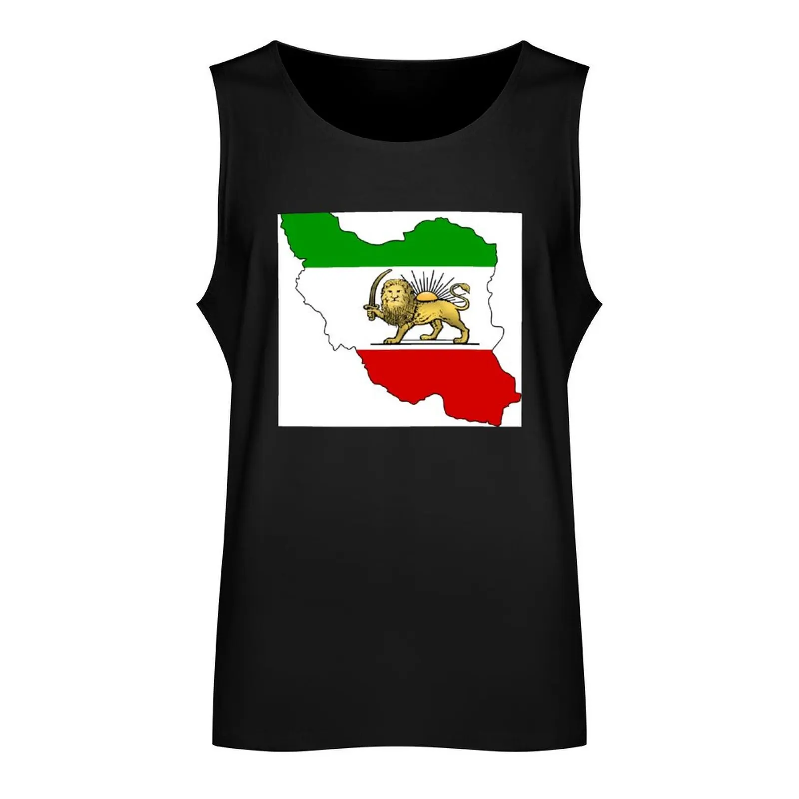 Lion & Sun Flag Map of Iran Tank Top cool things Gym clothes clothes for men summer gym