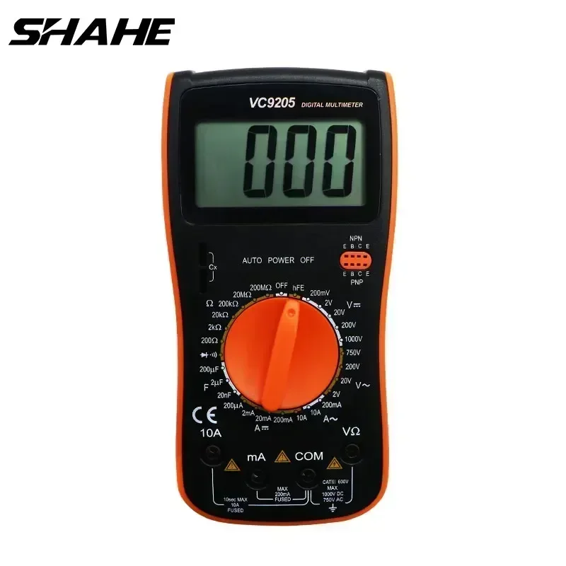 Shahe VC9205 التيار المتناوب/تيار مستمر جهاز قياس الجهد الكهربائي متر LCD رقمي متعدد ديود تردد عالية السلامة المتعدد يده السعة متر