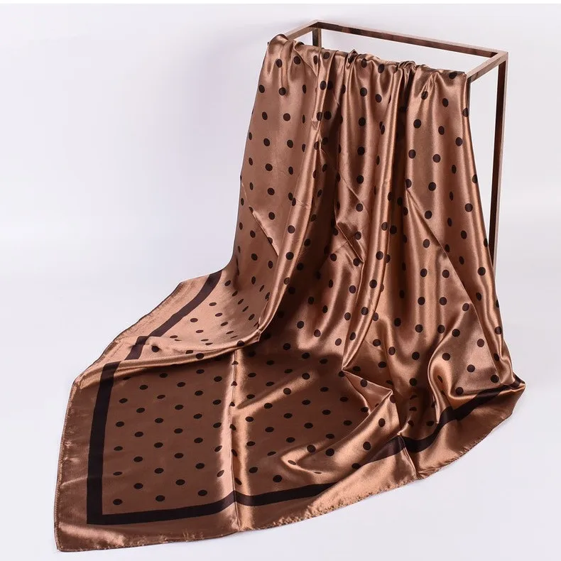 Kopf Schal Frauen Luxus Marke 90 × 90 cm Seide Quadrat Schal Satin Bandana Cheveux Weiche Halstuch Hijab Haar schals Für Damen – Detail 6