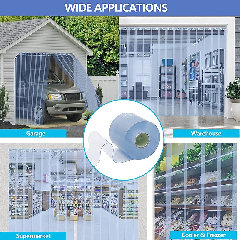 PVC Curtain Clear Windproof Modern Air-conditioning Room Hanging Strips Warehouse Home Window Door Screen Soft Glass