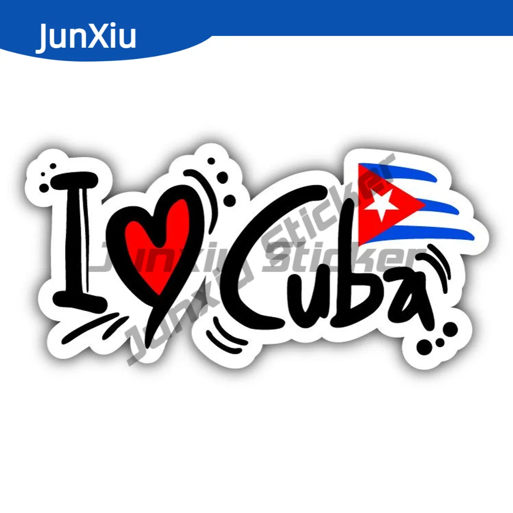 

I Love Cuba Flag Travel Slogan Scratch-proof Sticker For Car Bumper Speedboat Rear Windshield Waterproof Exterior Decal 2025 PVC