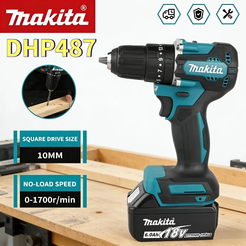 

Makita DHP487 brushless cordless rechargeable impact drill, high-torque electric screwdriver Tool For 18V lithium Battery