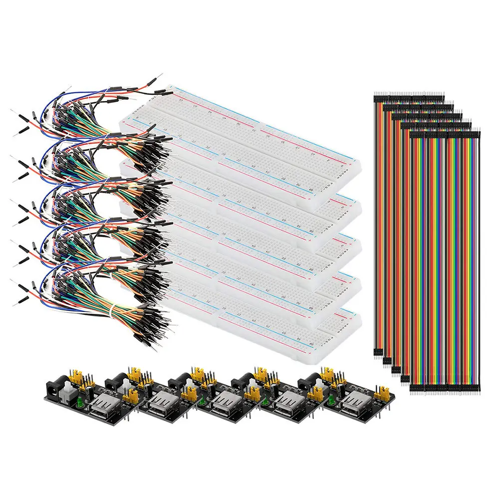 830 Point Breadboard Kit Includes Power Supply Module 5V 3.3V Compatible Breadboard Jumper Wires Set for Circuit Experiments