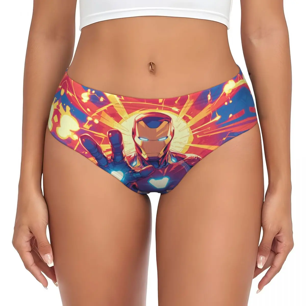 Custom Womens Iron Man Cool Panties Underwear Female Stretch Briefs Underpants