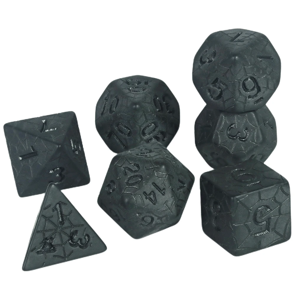 DND Dice Set Multi-sided Game Dice for Retro Engraving Cobweb Effect Polyhedral D4-D20 Board Game