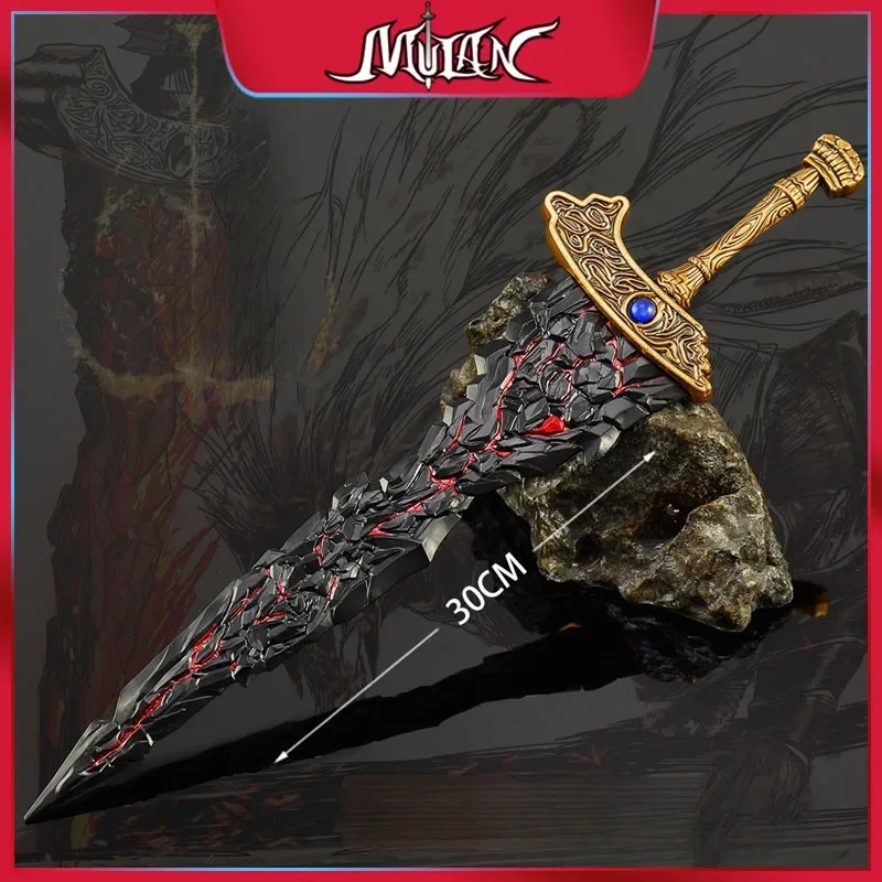 30CM Eldenn Game Peripherals Maliketh Weapon  Black Blade Full Metal Craft Model Collectible Desk Ornaments Cosplay Sword Toy