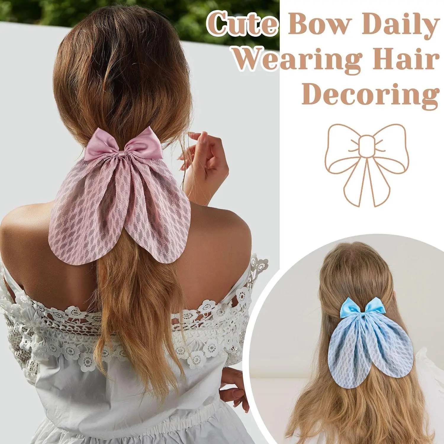 

1 Pcs New Fashion Cute Mesh Bow Spring Clamp Elegant Back Head Clips For Women Girls Bowknot Barrettes Party Hair Accessories