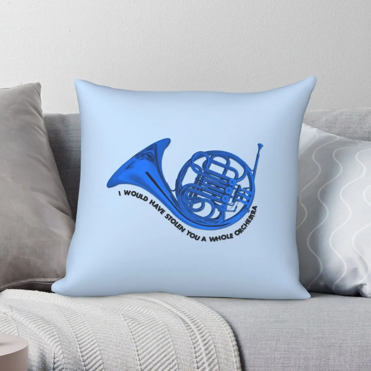 

How I Met Your Mother Blue French Horn Square Pillowcase Polyester Linen Velvet Pattern Zip Decor Bed Cushion Case