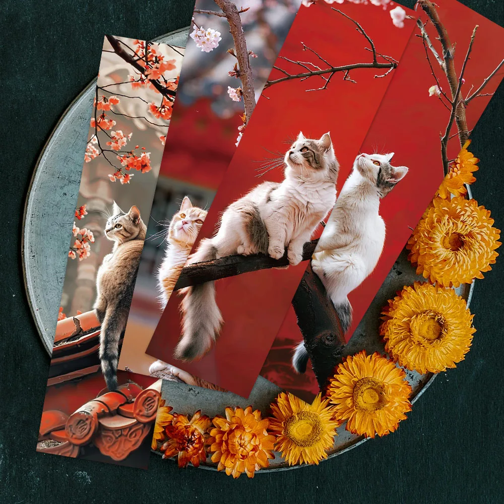 30pcs Retro Aesthetic Flowers Cats Paper Bookmarks For Students DIY Readers Page Marker Library Office Page Marking