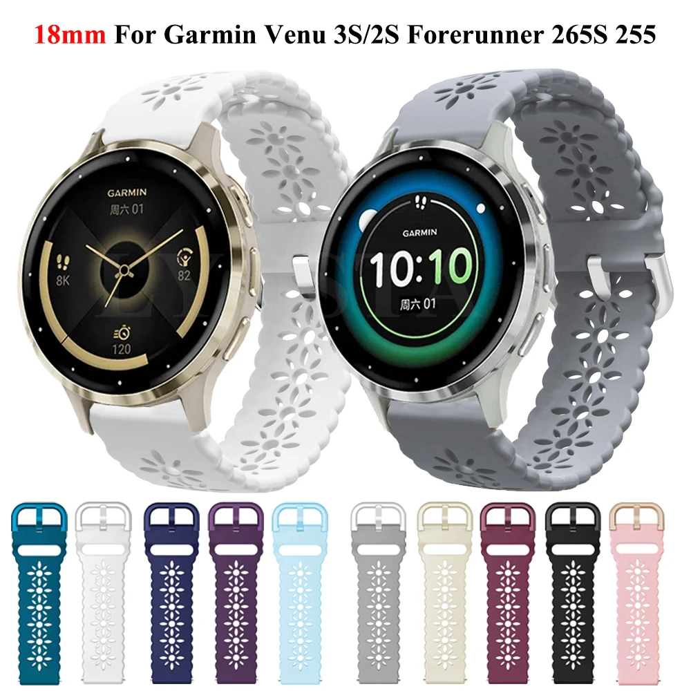 Koronkowa opaska silikonowy 18mm do Garmin Venu 3S/Venu 2S/4S Vivoactive/prekursor 255S 265S zapasowa opaska pas bransoletka z paskiem
