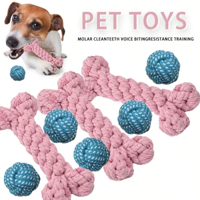 

2-Pack Pet Chew Ball And Imitation Bone Stick, Interactive Toy Set Suitable For Small Dogs, Durable Training Supplies