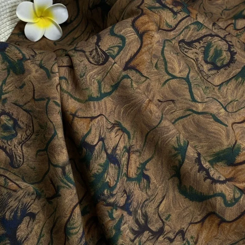 60s Zen Buddhist Cloud Jacquard Silk Cotton Digital Printed Summer Dress Material Breathable Skin Friendly Rayon Textile