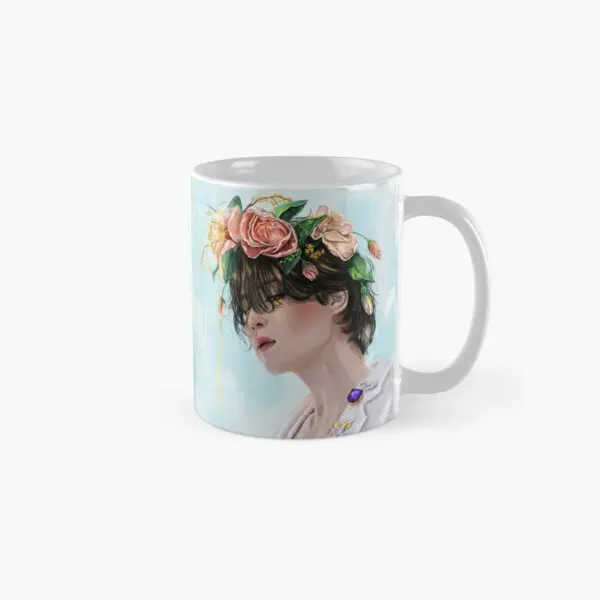 Jimin And Flowers Classic  Mug Tea Simple Cup Drinkware Picture Printed Design Gifts Handle Round Image Coffee Photo