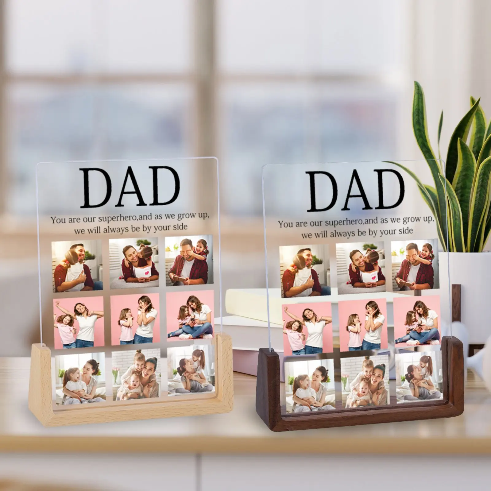 Custom Photo Frame Gift for Dad Daddy PAPA Frame Photos Display Acrylic Stand Personalized Photo Frame Father's Day Gifts