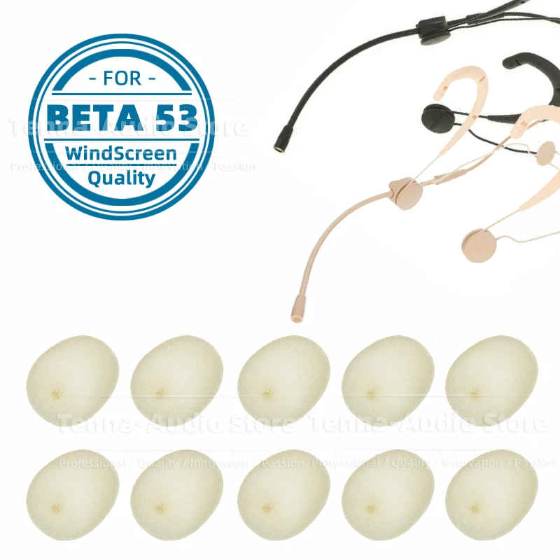 Beige For SHURE BETA 53 Headworn Earset Shield Foam Cover Pop Filter Mic Windshield WBH 53 Headset Microphone Sponge Windscreen