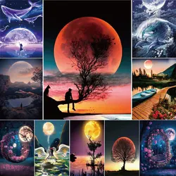 Moon Night Fantasy kolorowanie według numerów malowanie kompletny zestaw farb akrylowych 40*50 obraz na płótnie Home Decor rzemiosło dla dorosłych