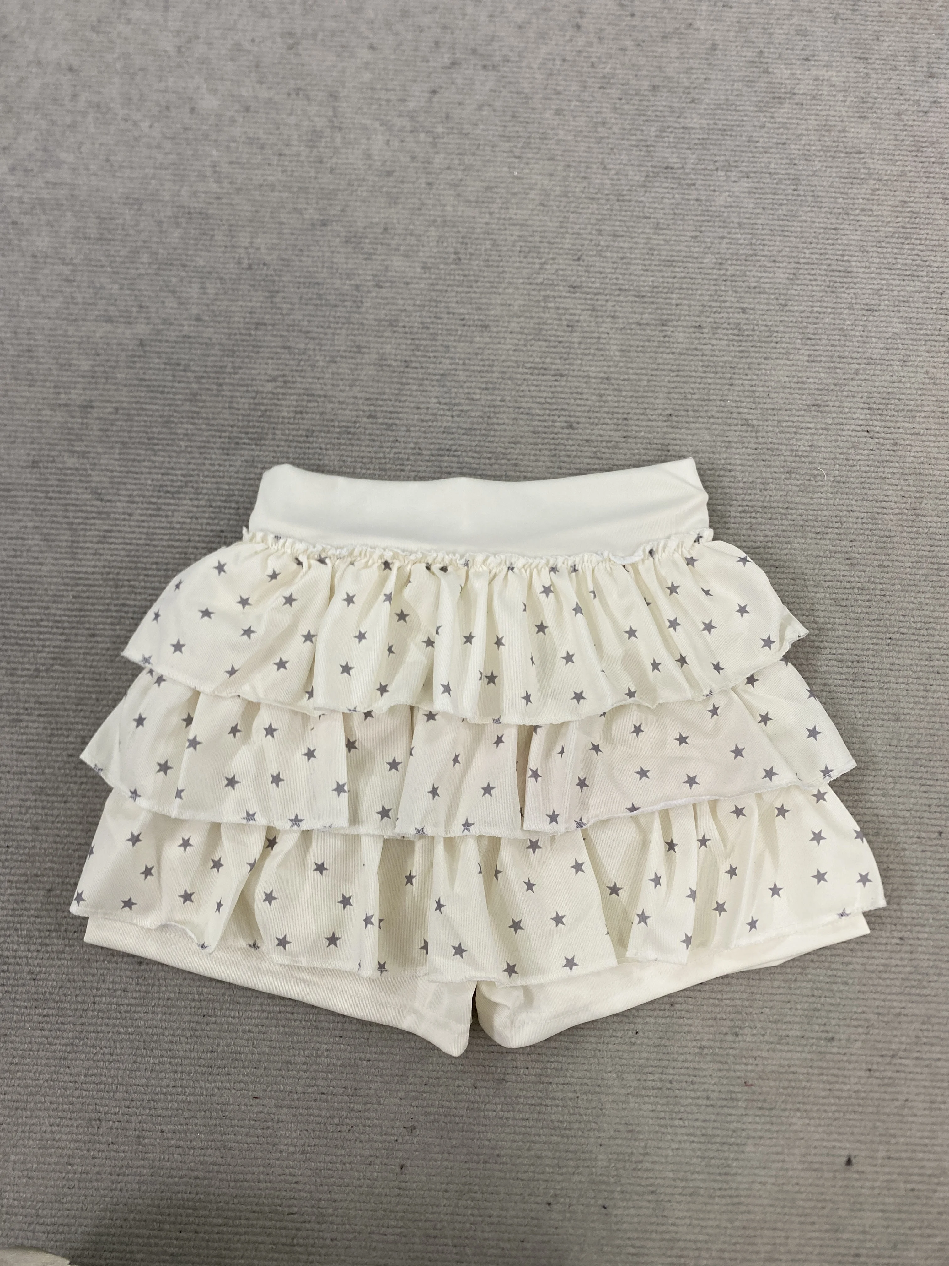Star Print Multi-Layer Ruffled Drawstring Loose Waist Sweet Cool Spice Girl Spring and Autumn Pleated Skirt