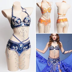 Women's belly dance bra belt set belly dance costumes Night dance wear belly dancing belt Carnival Tops Chain Bra Belt