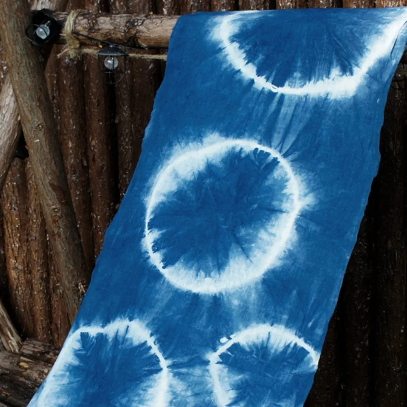 Cotton Handmade Tie-Dye Fabric Ethnic Style Blue Dyed Tea Ceremony Background Cloth Mantle Decoration DIY Partition Door Curtain