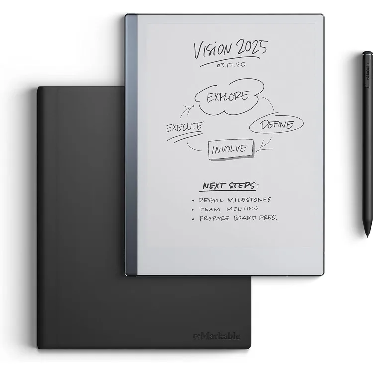 Essentials Bundle – Black 2 Paper Tablet Includes 10.3” Tablet, Marker Plus Pen with Eraser