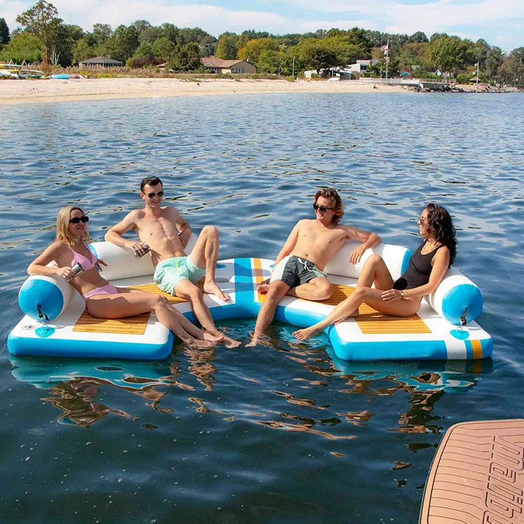 Drop stitch PVC 6 person lounge platform magic blanket inflatable water floating dock island