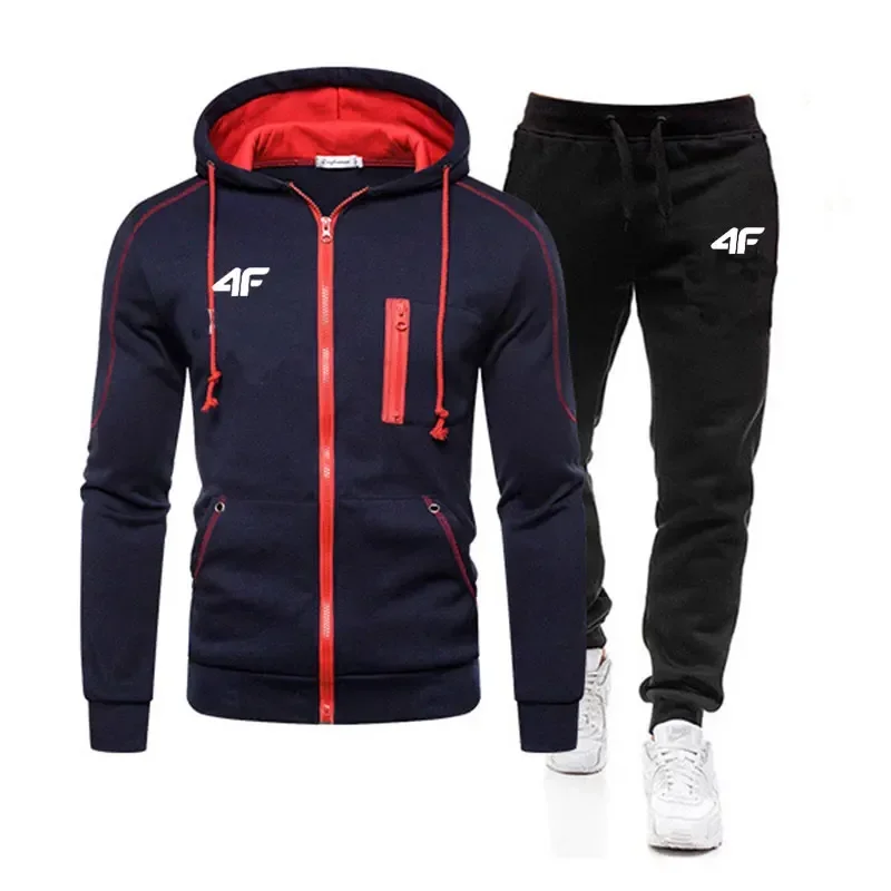 Herfst Winter Fleece Dikke Warme Heren Trainingspak Rits Hoodies + Broek 2 Stuks Sets Pak Sportkleding Trend Mode hip Hop Mannen Kleding