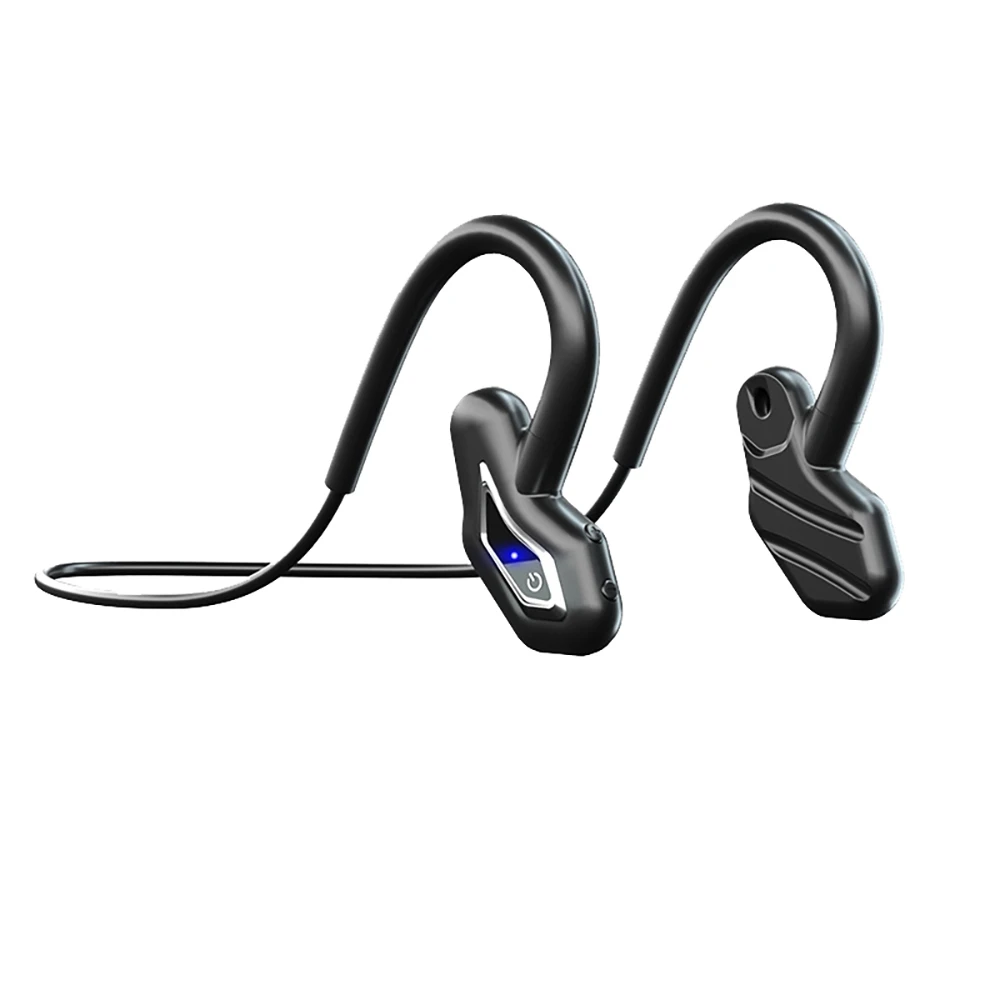 Bone Conduction Headphones Waterproof Bass Lightweight Ear Hook Running Headphones for Cycling Hiking Sport Black