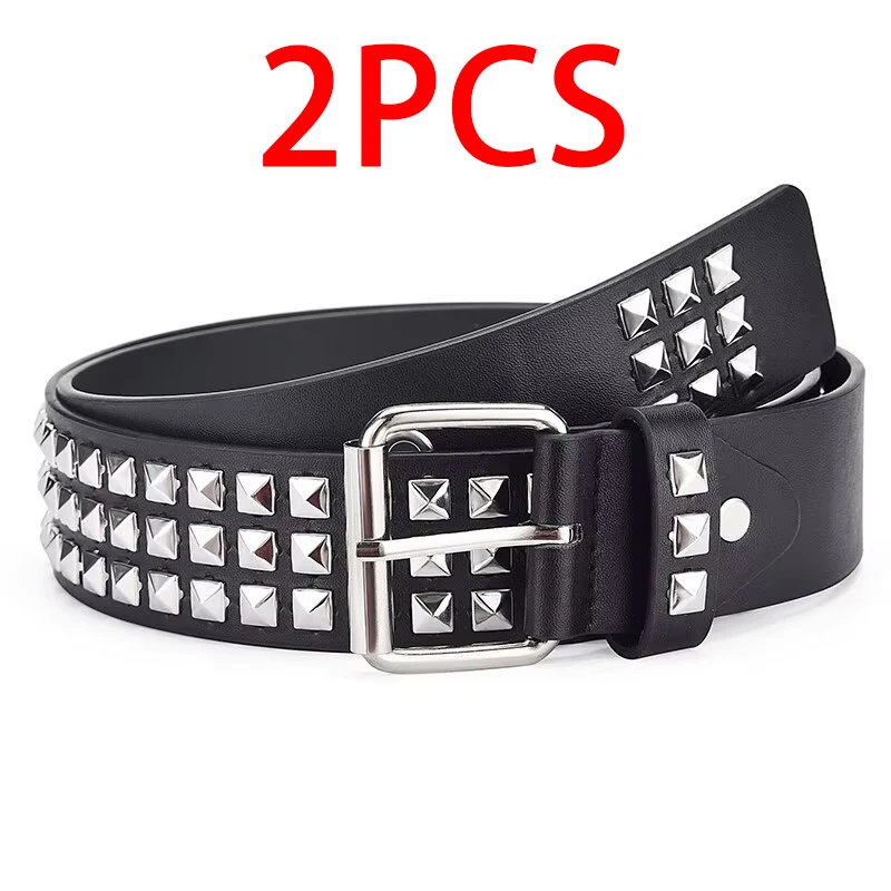 Mode Nieuwe Vierkante Kraal Klinknagel Riem Metalen Piramide Riem Mannen en Vrouwen Punk Hardware Jeans Riem Y2K Riem Designer Riem Damesriem
