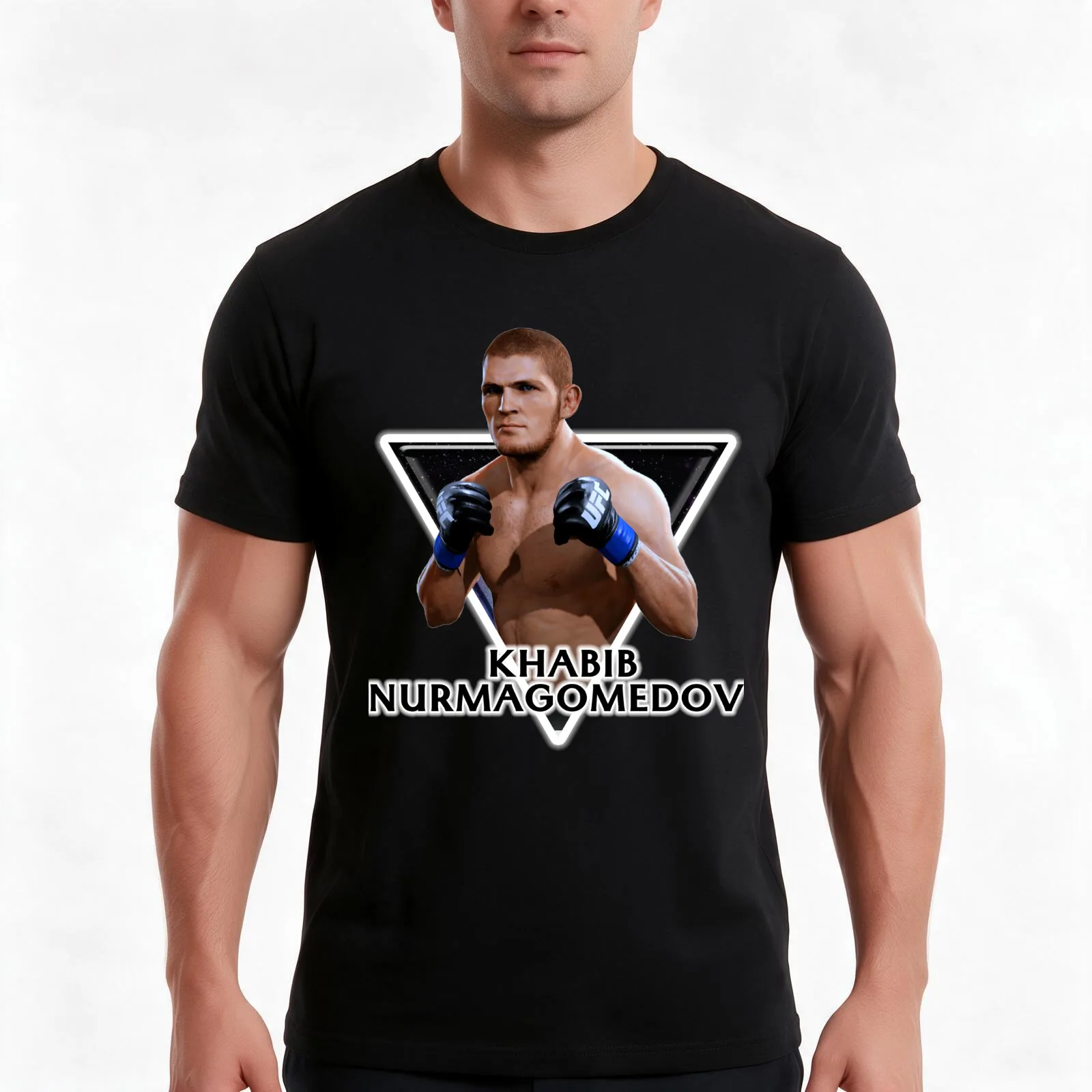 Khabib Nurmagomedov In TRI V T-Shirt, Summer Casual Cotton Tee, Oversized Streetwear Tops, Vintage Graphic Print, 100% Cotton